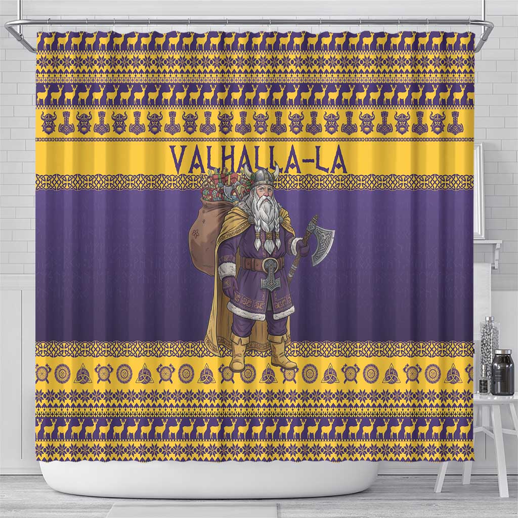 Merry Christmas from Vikingnations Shower Curtain Valhalla-La Santa - Wonder Print Shop