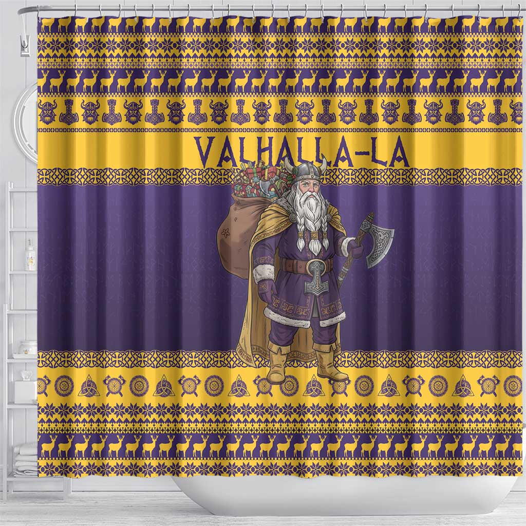 Merry Christmas from Vikingnations Shower Curtain Valhalla-La Santa - Wonder Print Shop