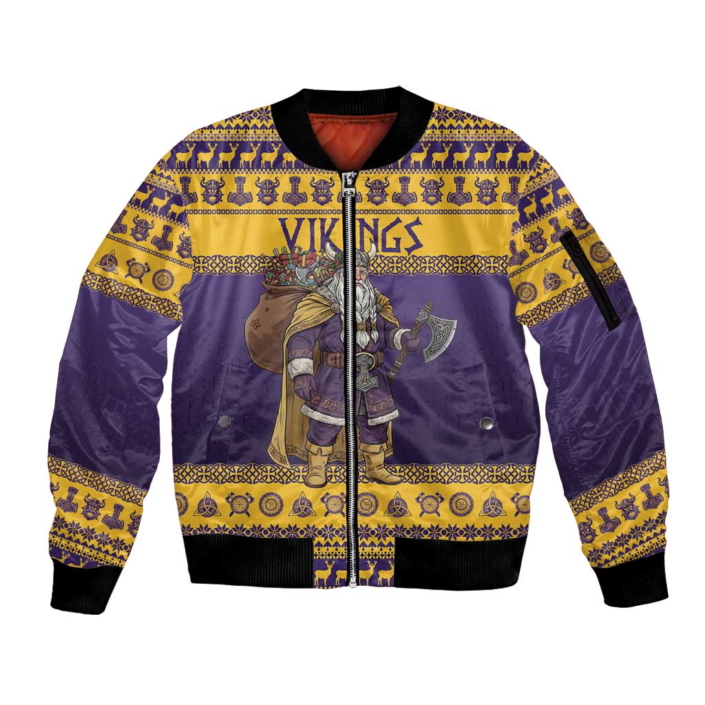 Merry Christmas from Vikingnations Sleeve Zip Bomber Jacket Valhalla-La Santa - Wonder Print Shop