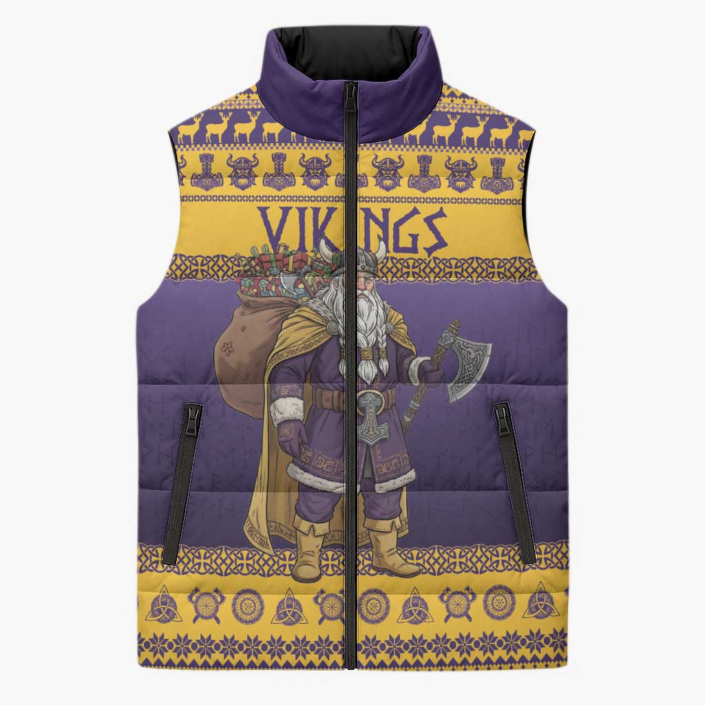 Merry Christmas from Vikingnations Sleeveless Puffer Jacket Valhalla-La Santa - Wonder Print Shop