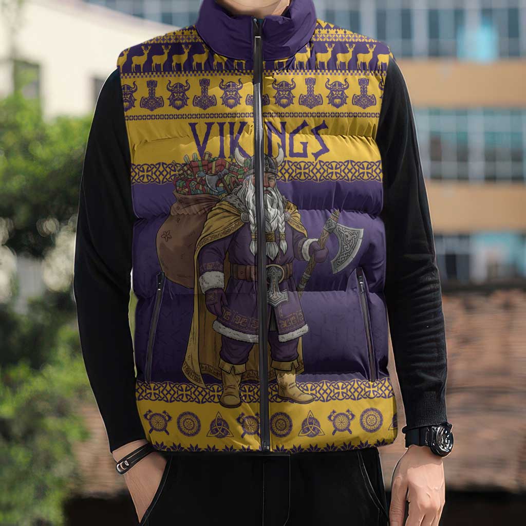 Merry Christmas from Vikingnations Sleeveless Puffer Jacket Valhalla-La Santa - Wonder Print Shop