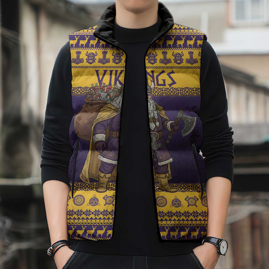 Merry Christmas from Vikingnations Sleeveless Puffer Jacket Valhalla-La Santa - Wonder Print Shop