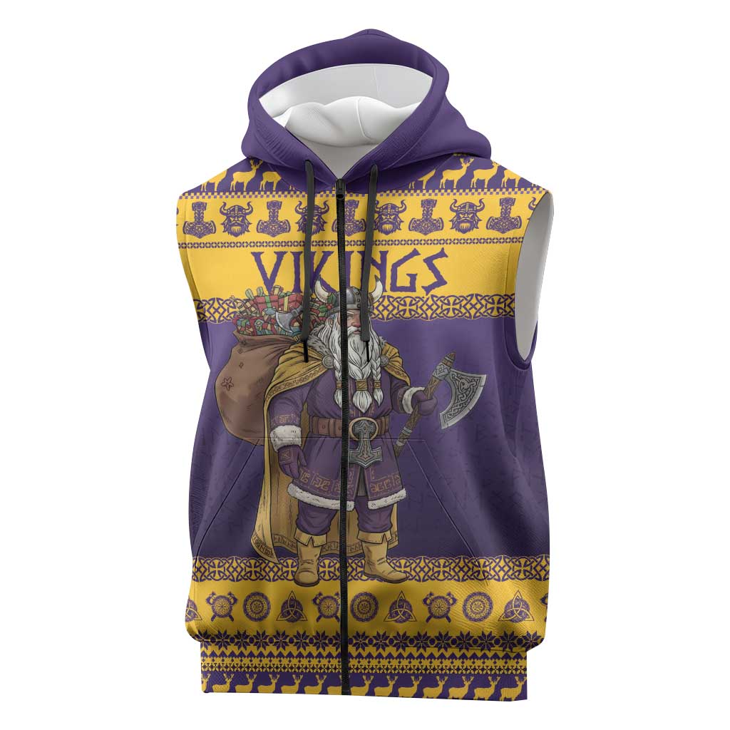 Merry Christmas from Vikingnations Sleeveless Zip Hoodie Valhalla-La Santa - Wonder Print Shop