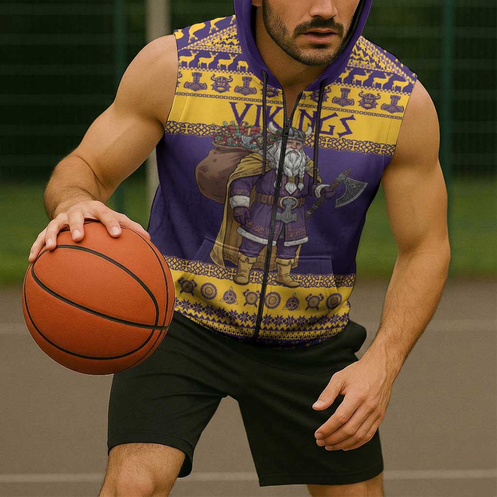 Merry Christmas from Vikingnations Sleeveless Zip Hoodie Valhalla-La Santa - Wonder Print Shop