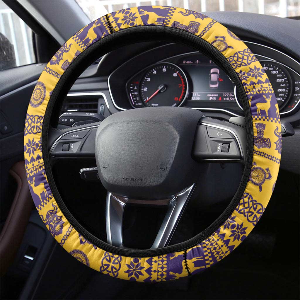 Merry Christmas from Vikingnations Steering Wheel Cover Valhalla-La Santa - Wonder Print Shop