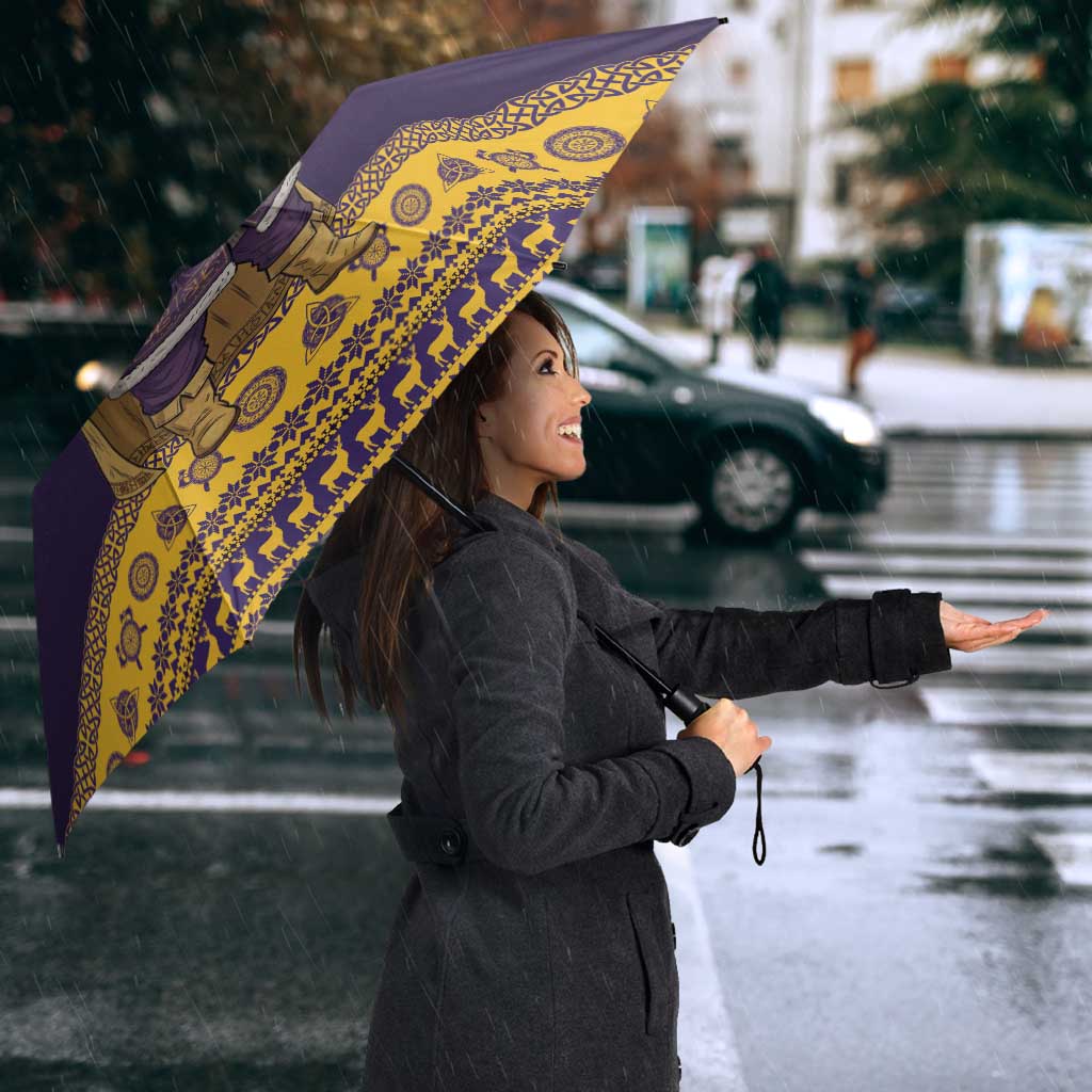 Merry Christmas from Vikingnations Umbrella Valhalla-La Santa - Wonder Print Shop