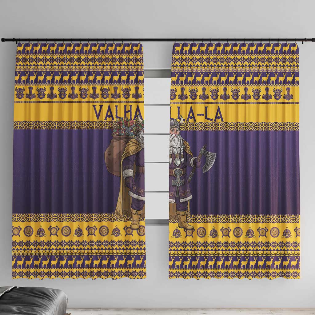 Merry Christmas from Vikingnations Window Curtain Valhalla-La Santa - Wonder Print Shop