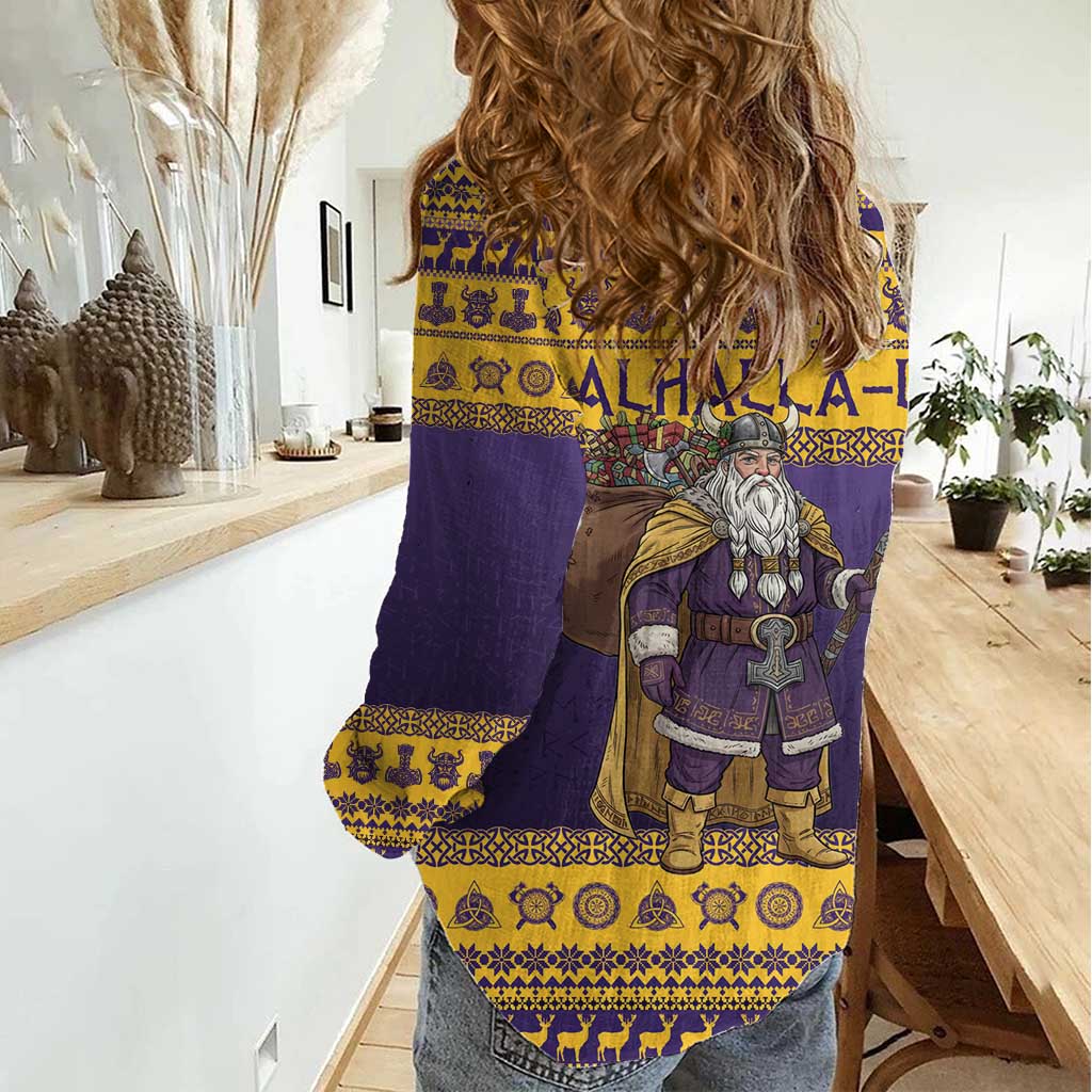 Merry Christmas from Vikingnations Women Casual Shirt Valhalla-La Santa - Wonder Print Shop