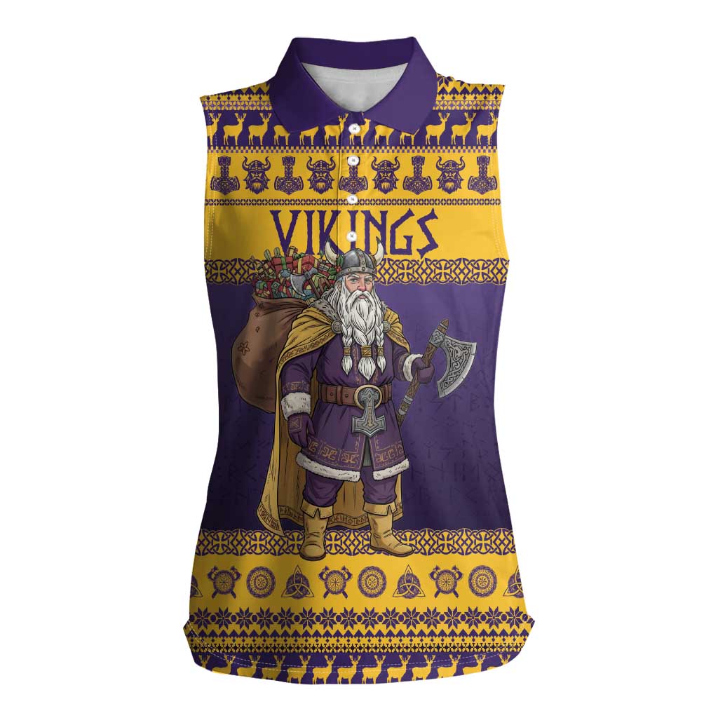 Merry Christmas from Vikingnations Women Sleeveless Polo Shirt Valhalla-La Santa - Wonder Print Shop