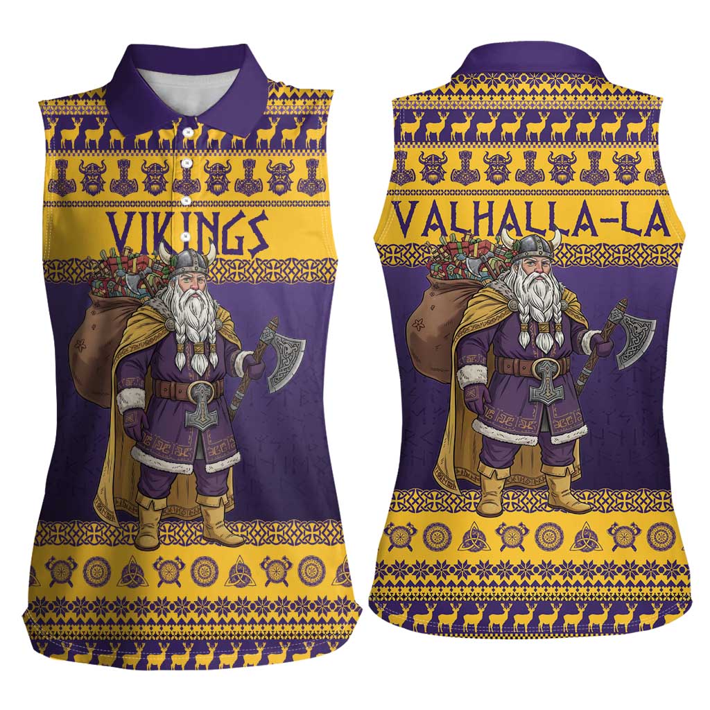 Merry Christmas from Vikingnations Women Sleeveless Polo Shirt Valhalla-La Santa - Wonder Print Shop