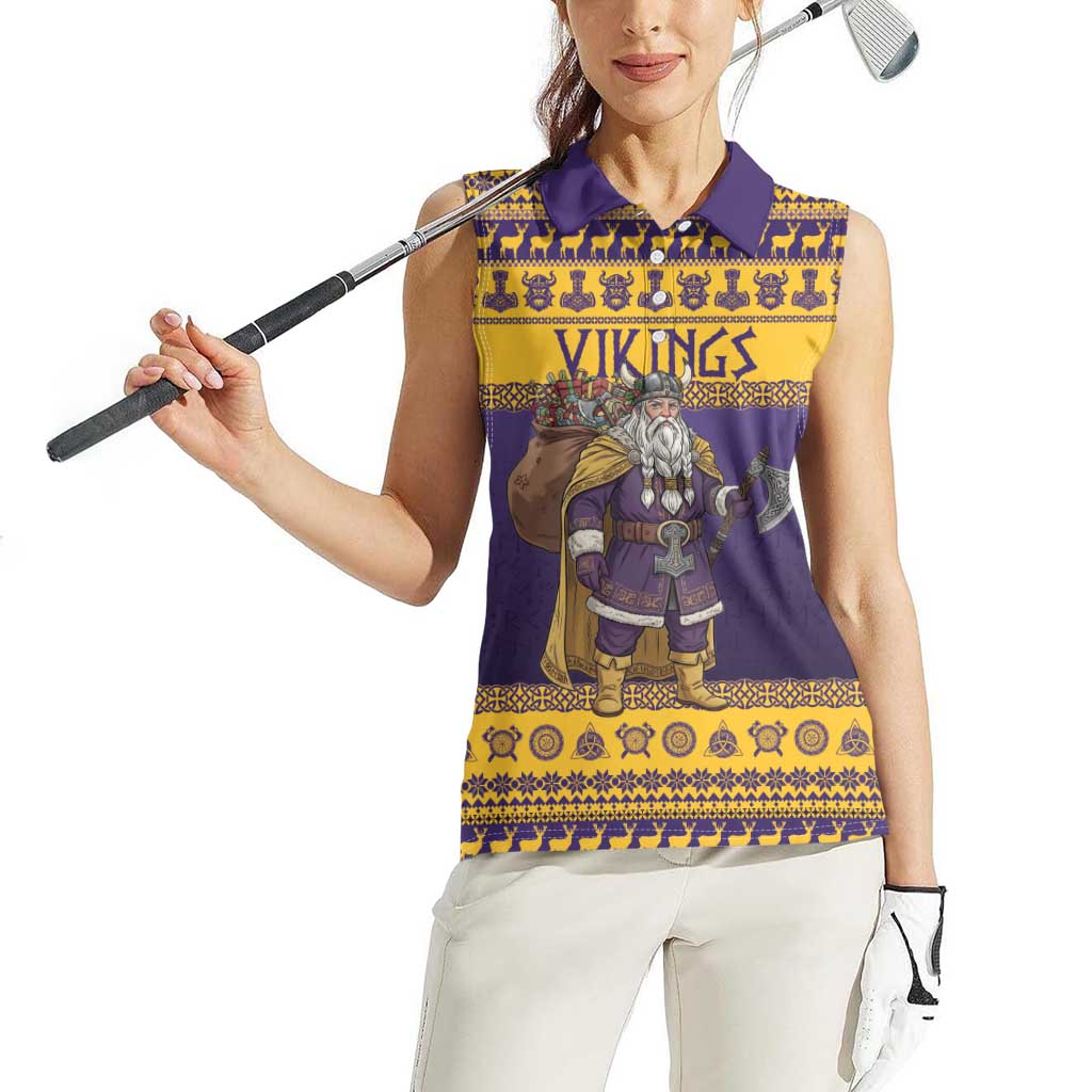 Merry Christmas from Vikingnations Women Sleeveless Polo Shirt Valhalla-La Santa - Wonder Print Shop
