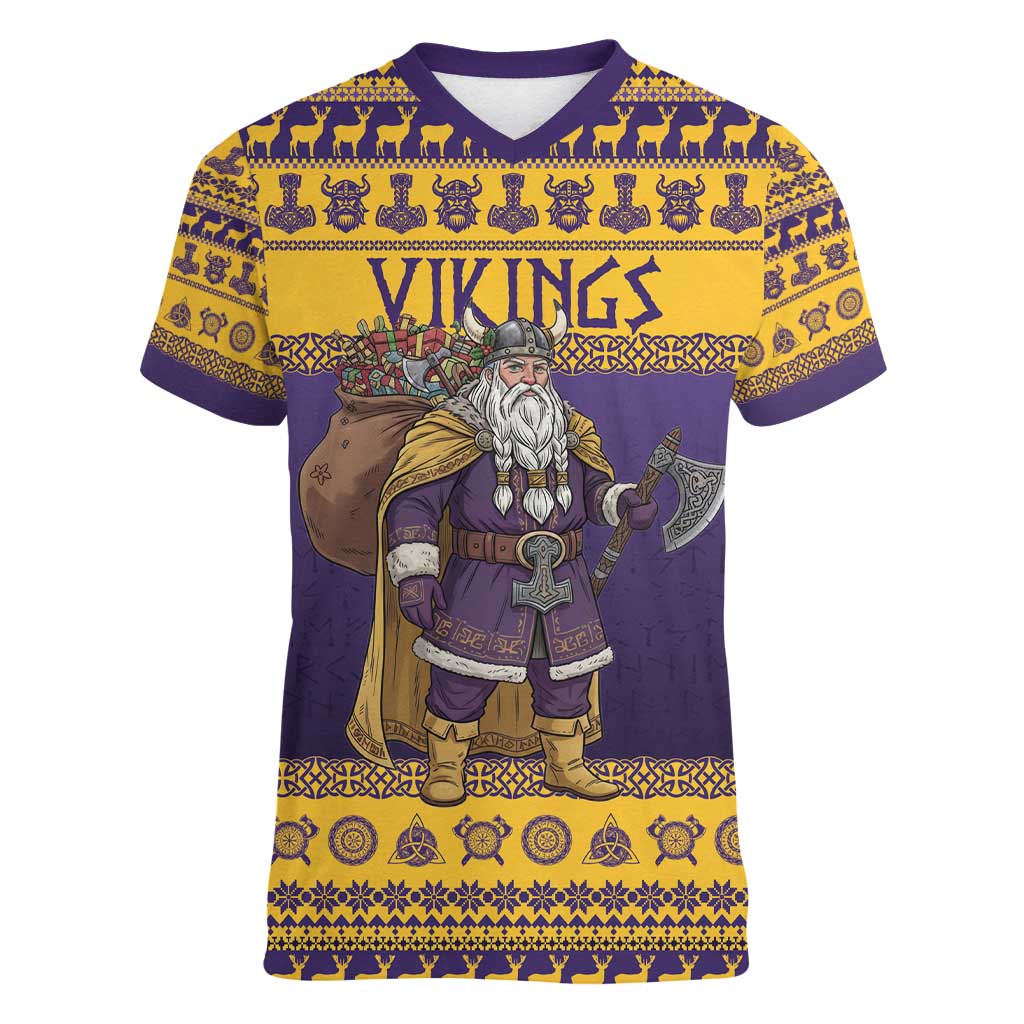 Merry Christmas from Vikingnations Women V-Neck T-Shirt Valhalla-La Santa - Wonder Print Shop