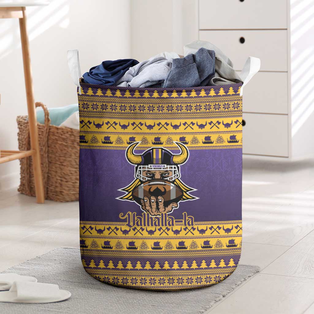Viking-Inspired Football Christmas Laundry Basket Valhalla-la Viking Warrior - Wonder Print Shop