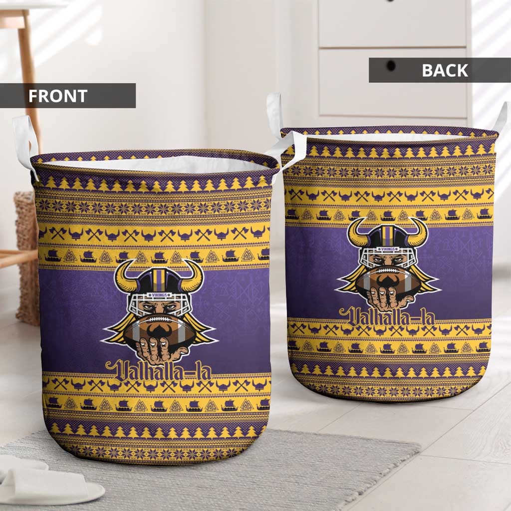 Viking-Inspired Football Christmas Laundry Basket Valhalla-la Viking Warrior - Wonder Print Shop
