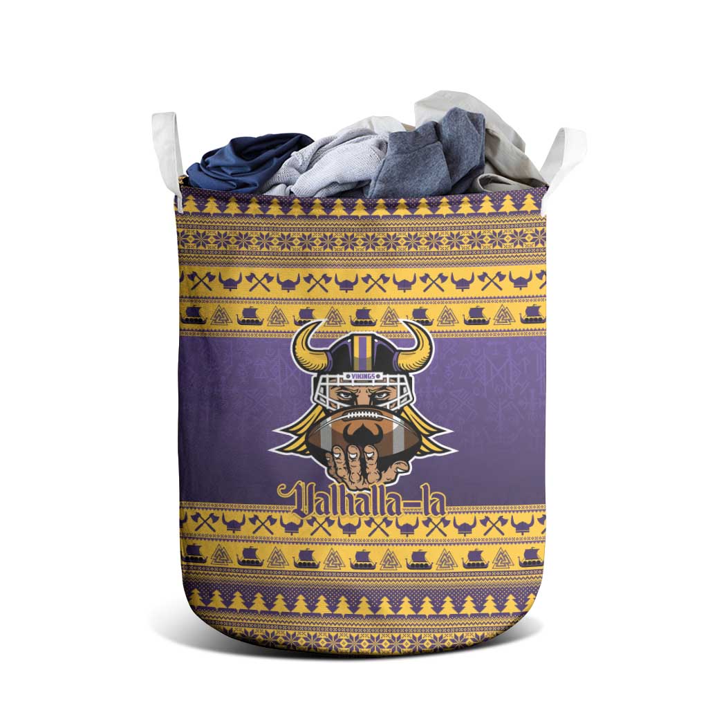 Viking-Inspired Football Christmas Laundry Basket Valhalla-la Viking Warrior - Wonder Print Shop