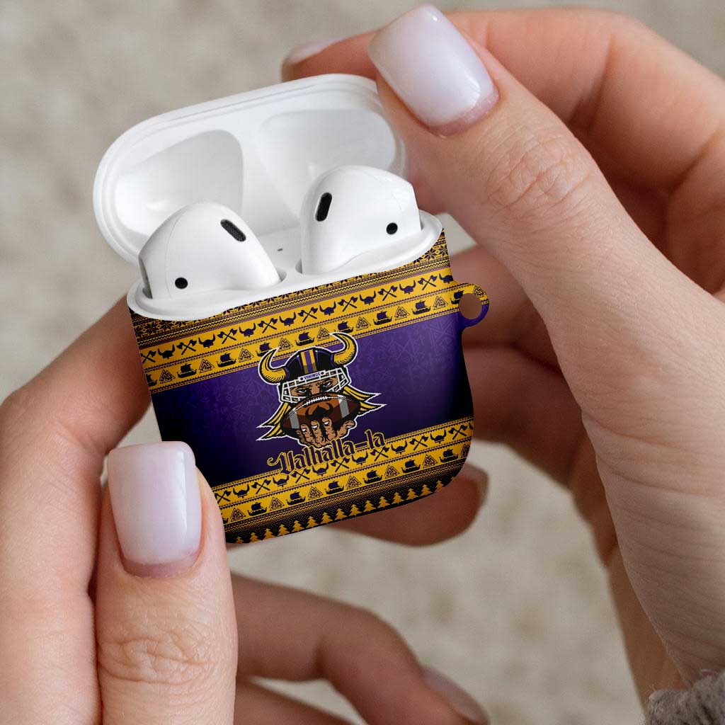 Viking-Inspired Football Christmas AirPods Case Valhalla-la Viking Warrior - Wonder Print Shop