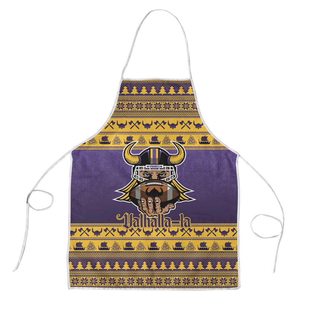 Viking-Inspired Football Christmas Apron Valhalla-la Viking Warrior - Wonder Print Shop