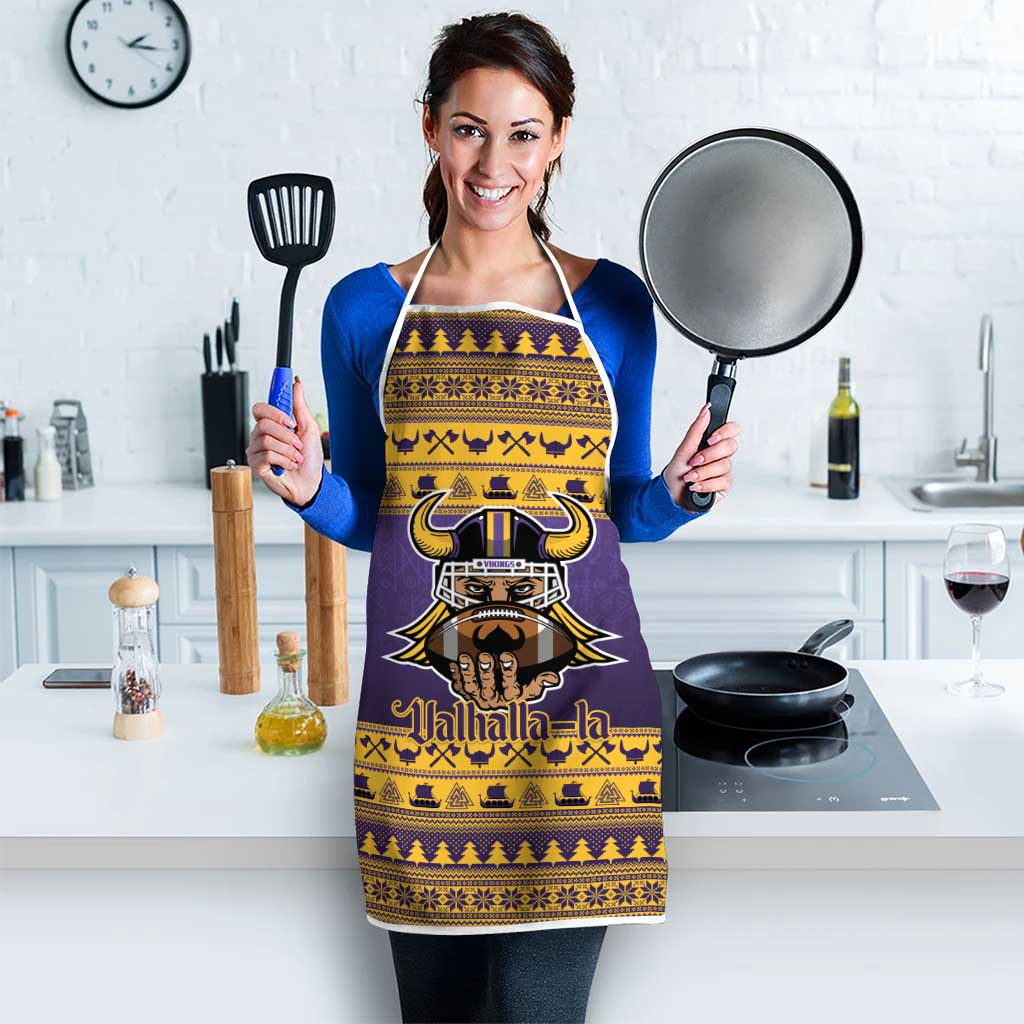Viking-Inspired Football Christmas Apron Valhalla-la Viking Warrior - Wonder Print Shop