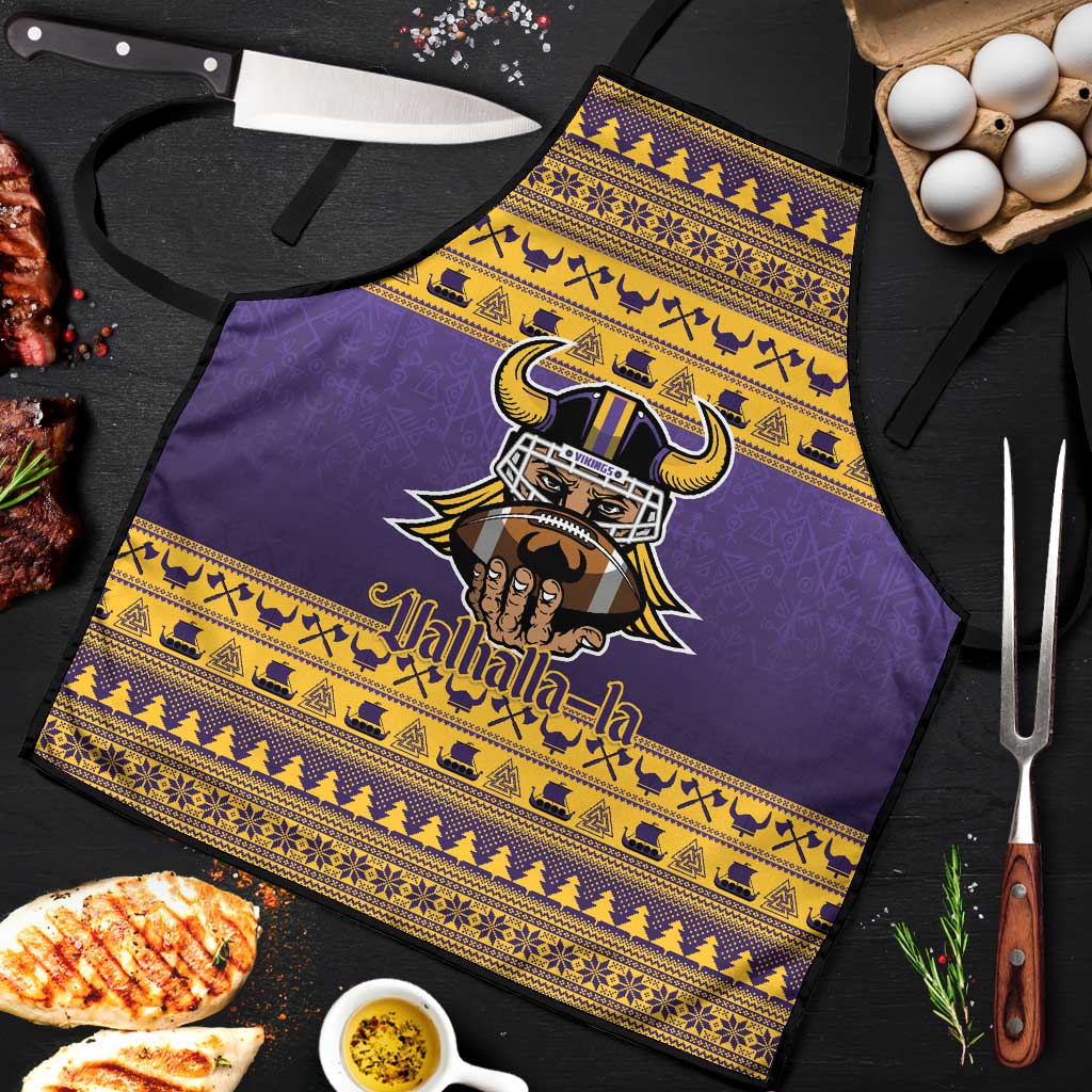 Viking-Inspired Football Christmas Apron Valhalla-la Viking Warrior - Wonder Print Shop