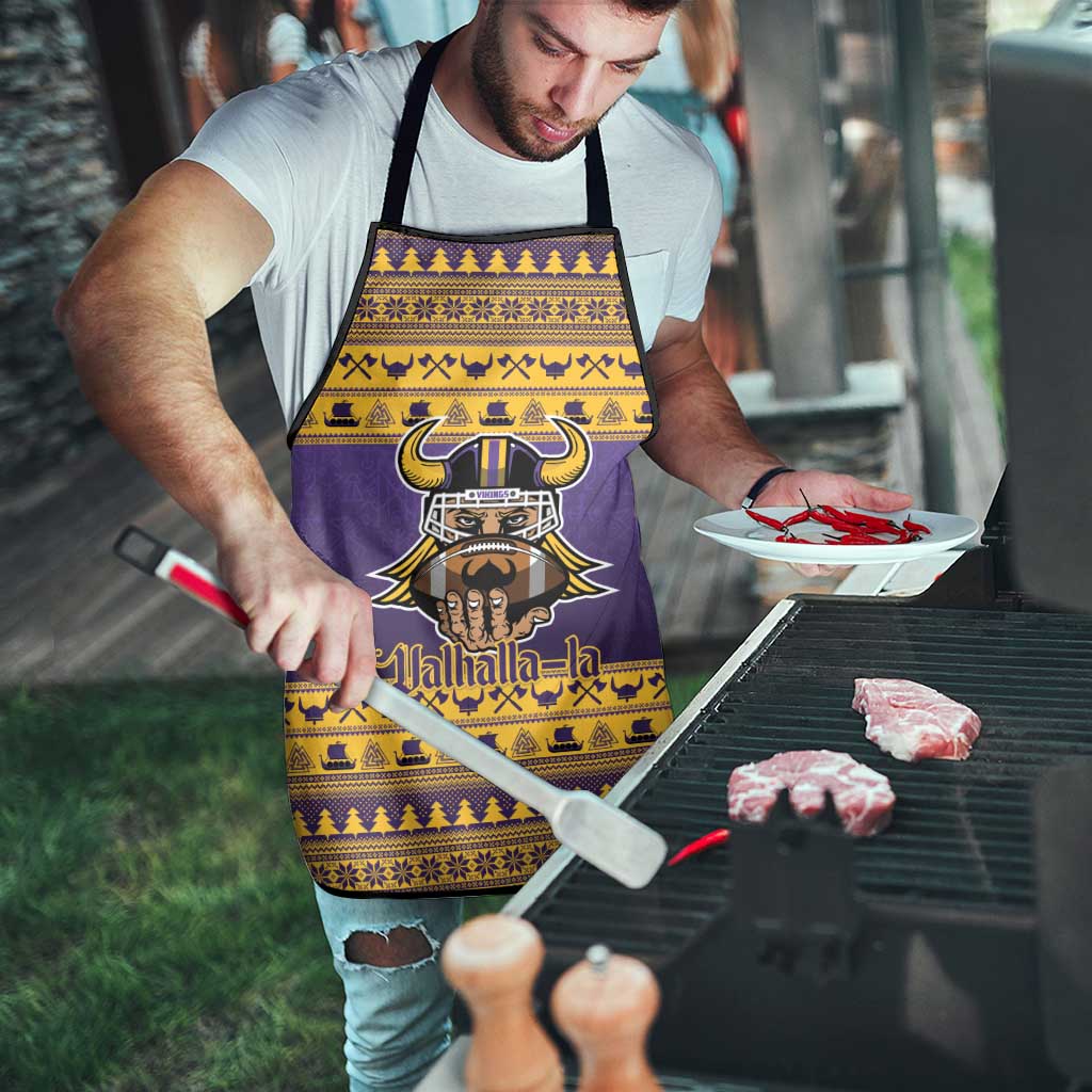Viking-Inspired Football Christmas Apron Valhalla-la Viking Warrior - Wonder Print Shop