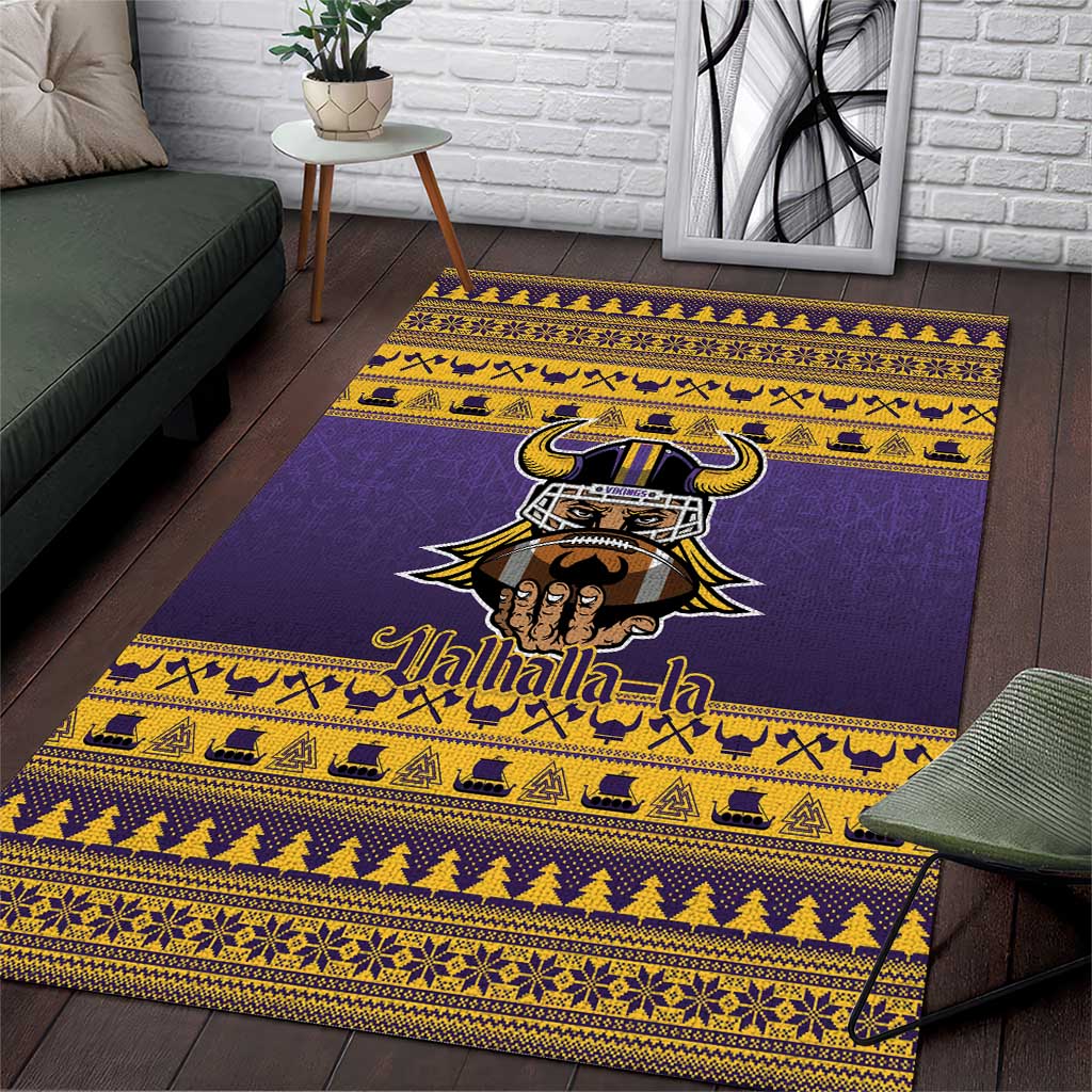 Viking-Inspired Football Christmas Area Rug Valhalla-la Viking Warrior - Wonder Print Shop