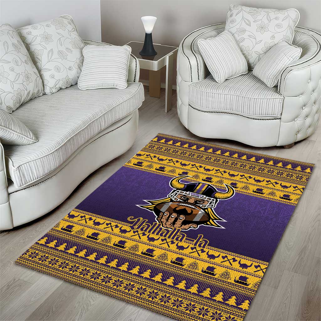 Viking-Inspired Football Christmas Area Rug Valhalla-la Viking Warrior - Wonder Print Shop