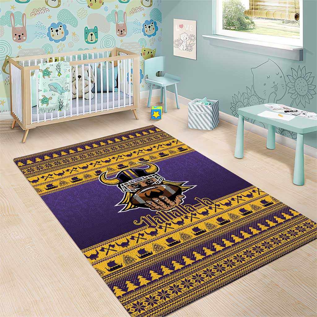 Viking-Inspired Football Christmas Area Rug Valhalla-la Viking Warrior - Wonder Print Shop