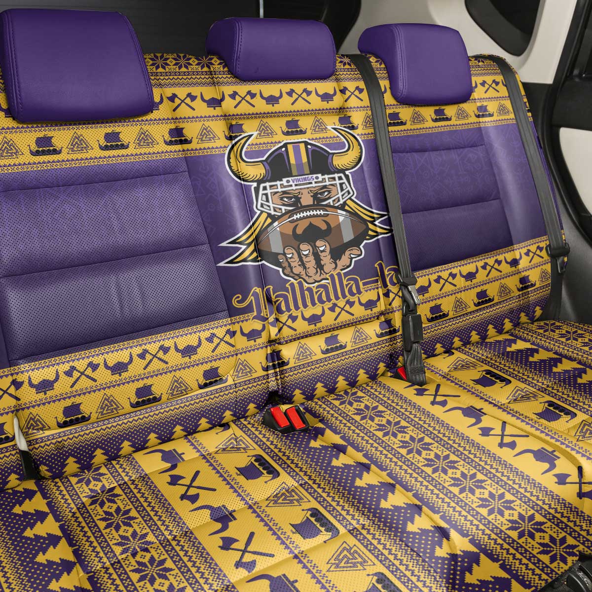 Viking-Inspired Football Christmas Back Car Seat Cover Valhalla-la Viking Warrior - Wonder Print Shop