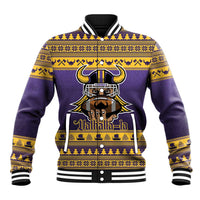 Viking-Inspired Football Christmas Baseball Jacket Valhalla-la Viking Warrior - Wonder Print Shop