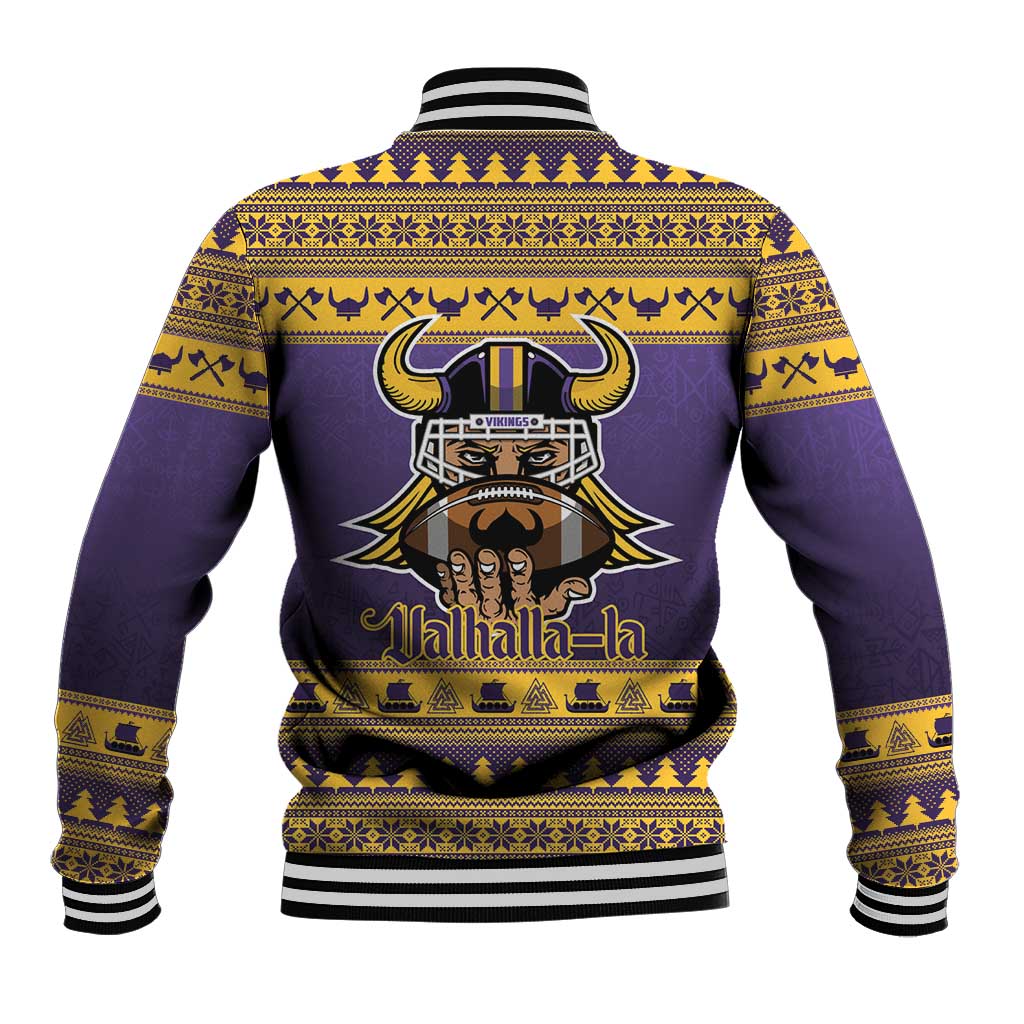 Viking-Inspired Football Christmas Baseball Jacket Valhalla-la Viking Warrior - Wonder Print Shop