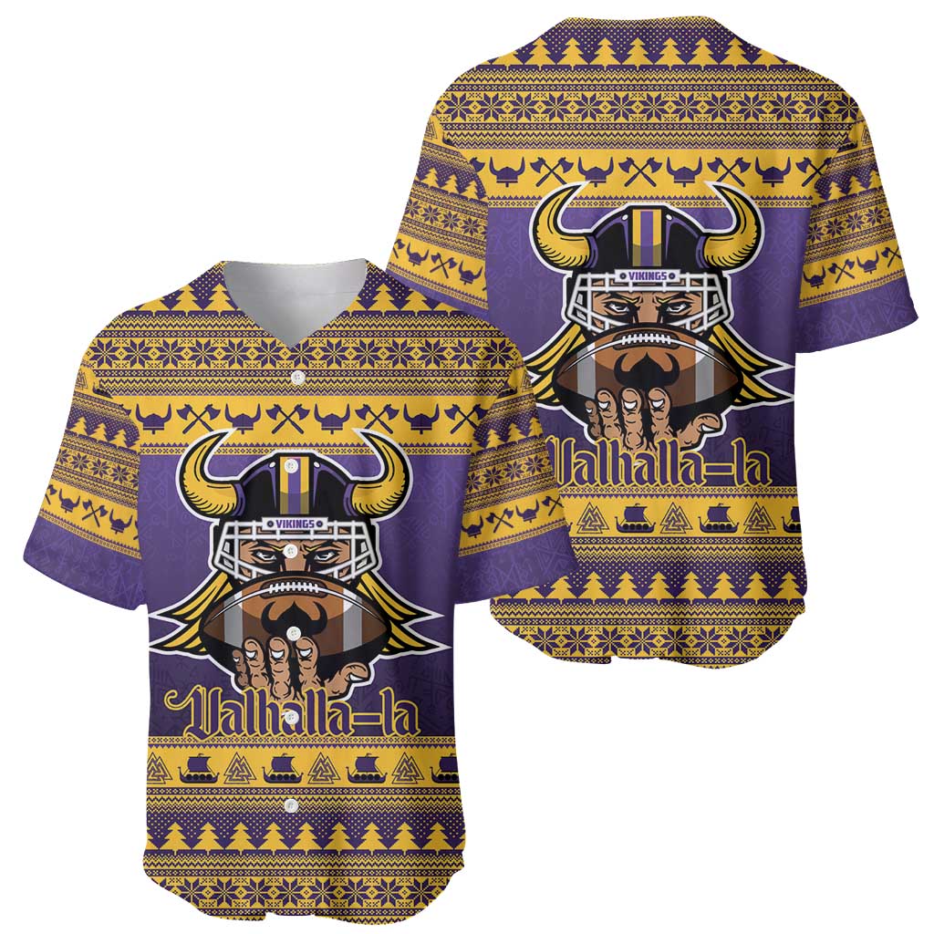 Viking-Inspired Football Christmas Baseball Jersey Valhalla-la Viking Warrior - Wonder Print Shop