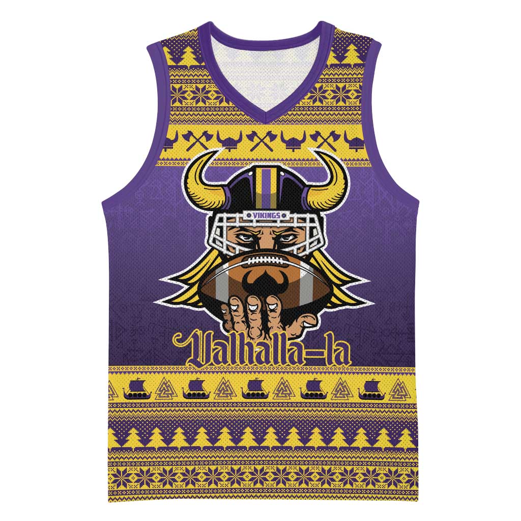Viking-Inspired Football Christmas Basketball Jersey Valhalla-la Viking Warrior - Wonder Print Shop