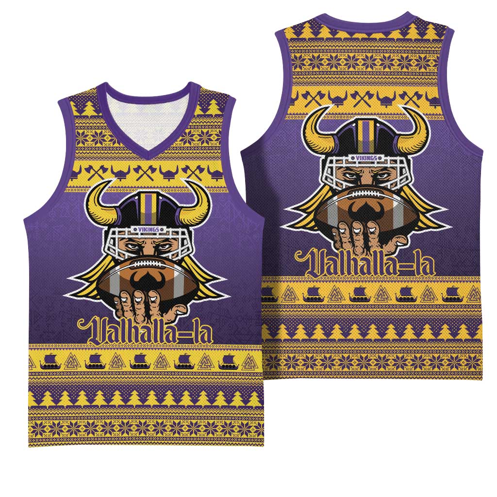 Viking-Inspired Football Christmas Basketball Jersey Valhalla-la Viking Warrior - Wonder Print Shop