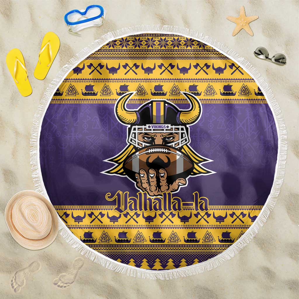 Viking-Inspired Football Christmas Beach Blanket Valhalla-la Viking Warrior - Wonder Print Shop