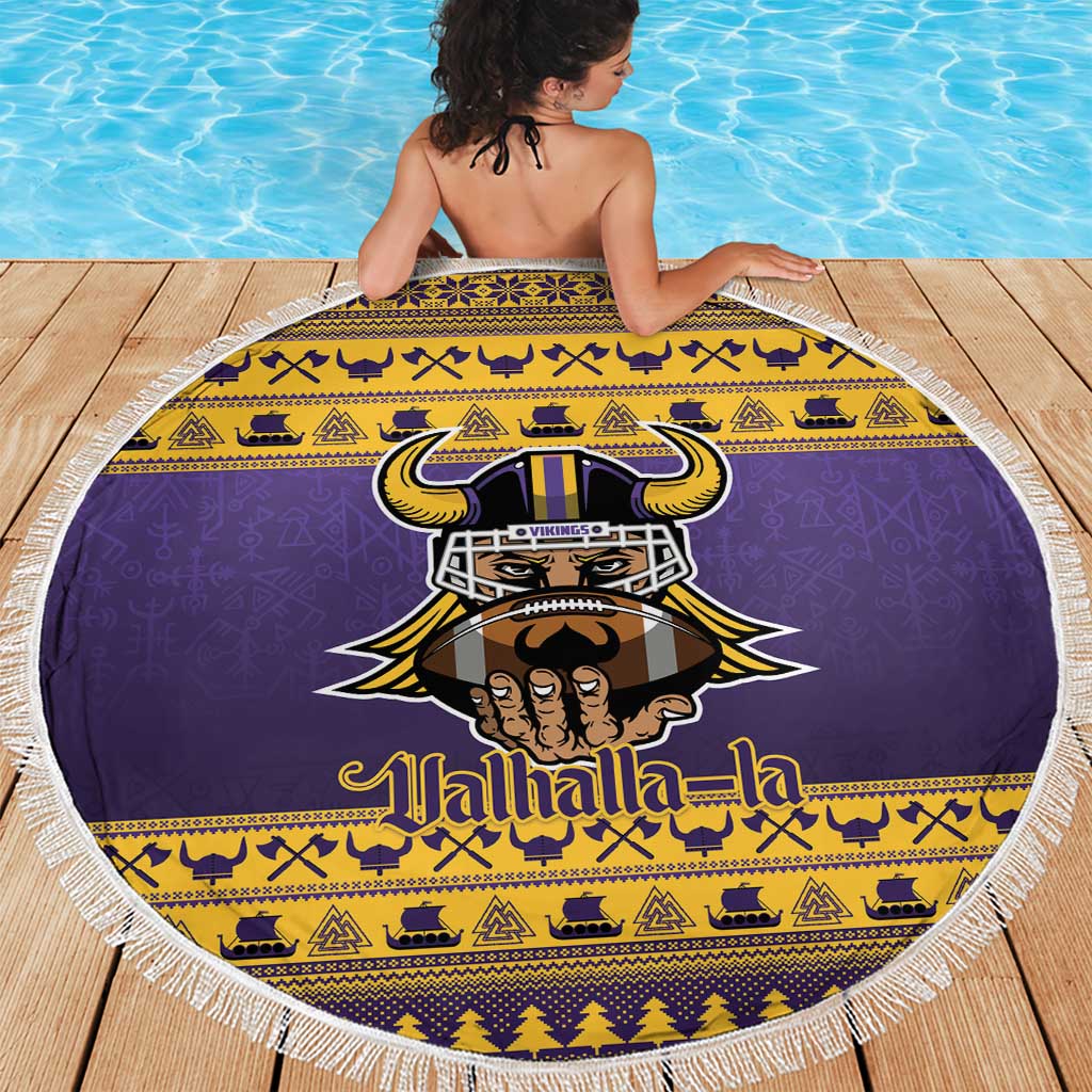 Viking-Inspired Football Christmas Beach Blanket Valhalla-la Viking Warrior - Wonder Print Shop