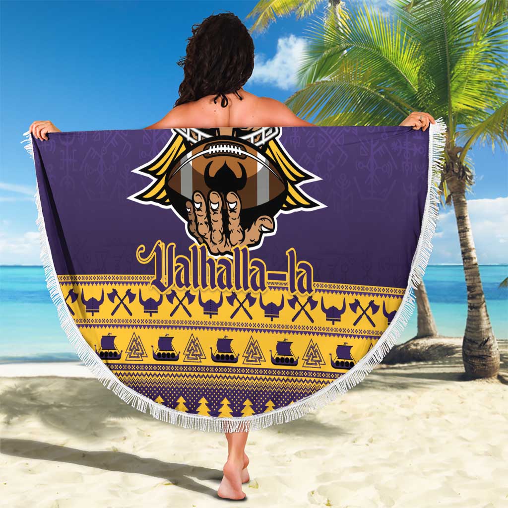 Viking-Inspired Football Christmas Beach Blanket Valhalla-la Viking Warrior - Wonder Print Shop