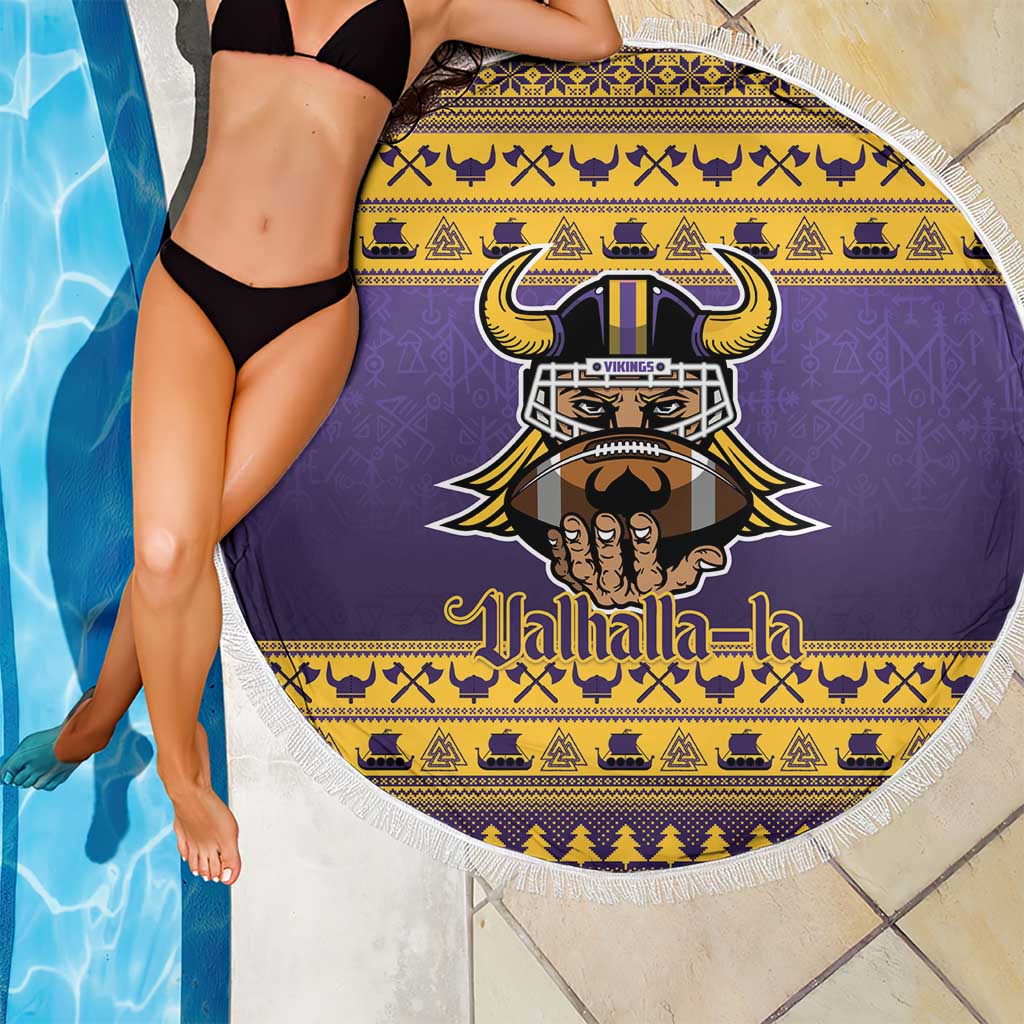 Viking-Inspired Football Christmas Beach Blanket Valhalla-la Viking Warrior - Wonder Print Shop