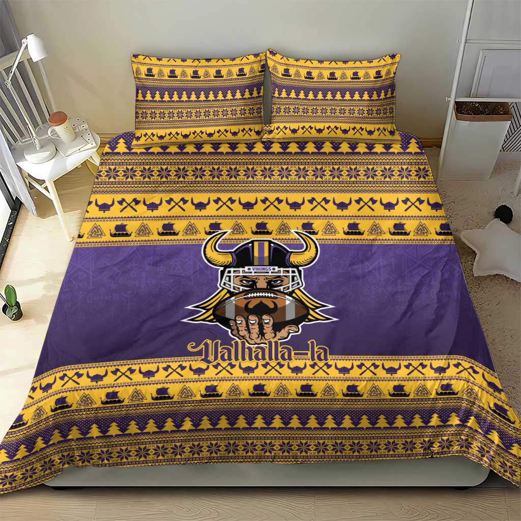 Viking-Inspired Football Christmas Bedding Set Valhalla-la Viking Warrior - Wonder Print Shop