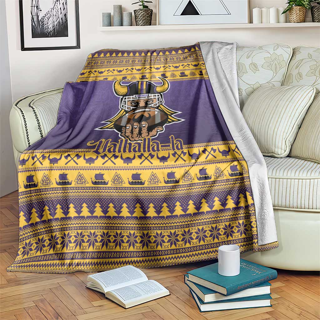 Viking-Inspired Football Christmas Blanket Valhalla-la Viking Warrior - Wonder Print Shop