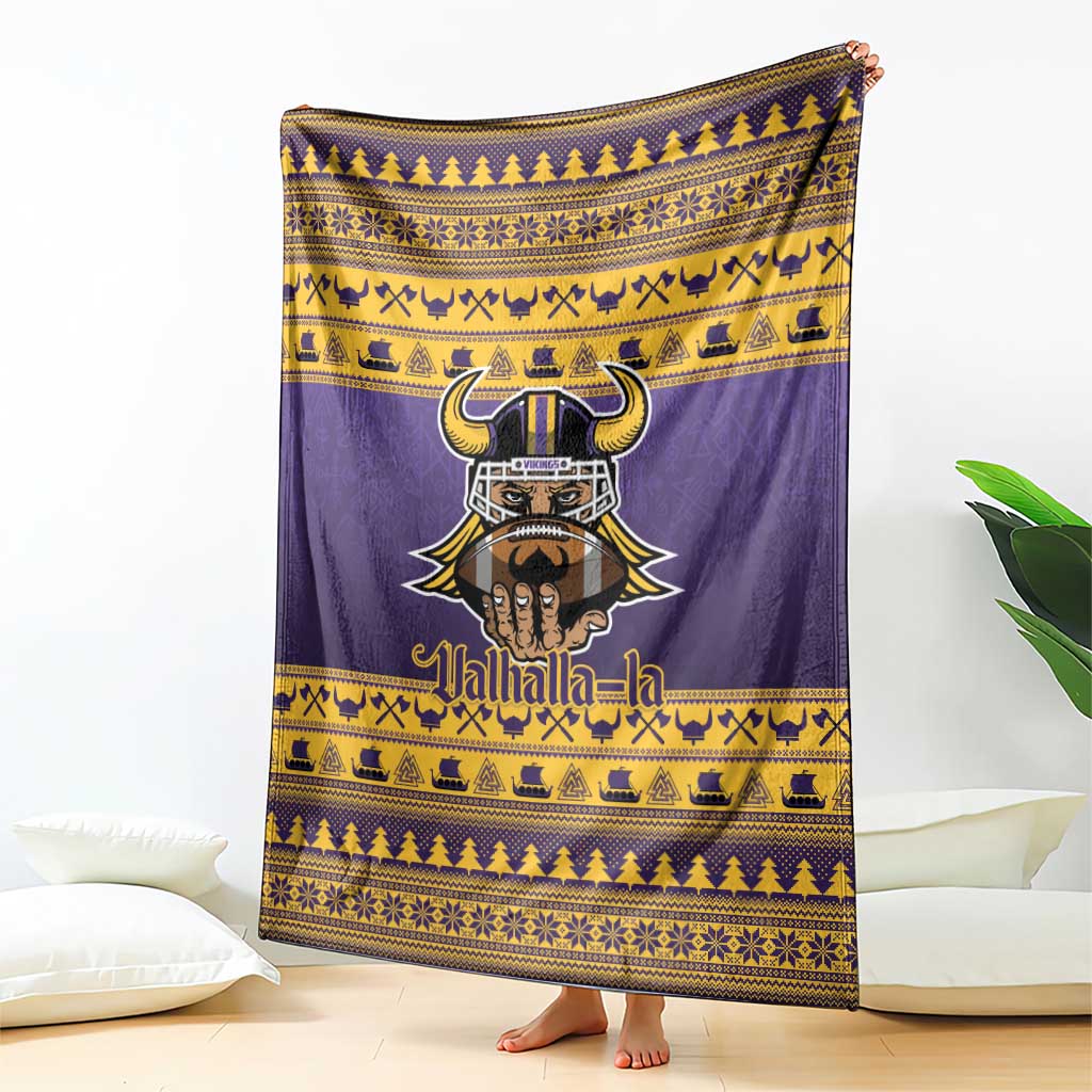 Viking-Inspired Football Christmas Blanket Valhalla-la Viking Warrior - Wonder Print Shop
