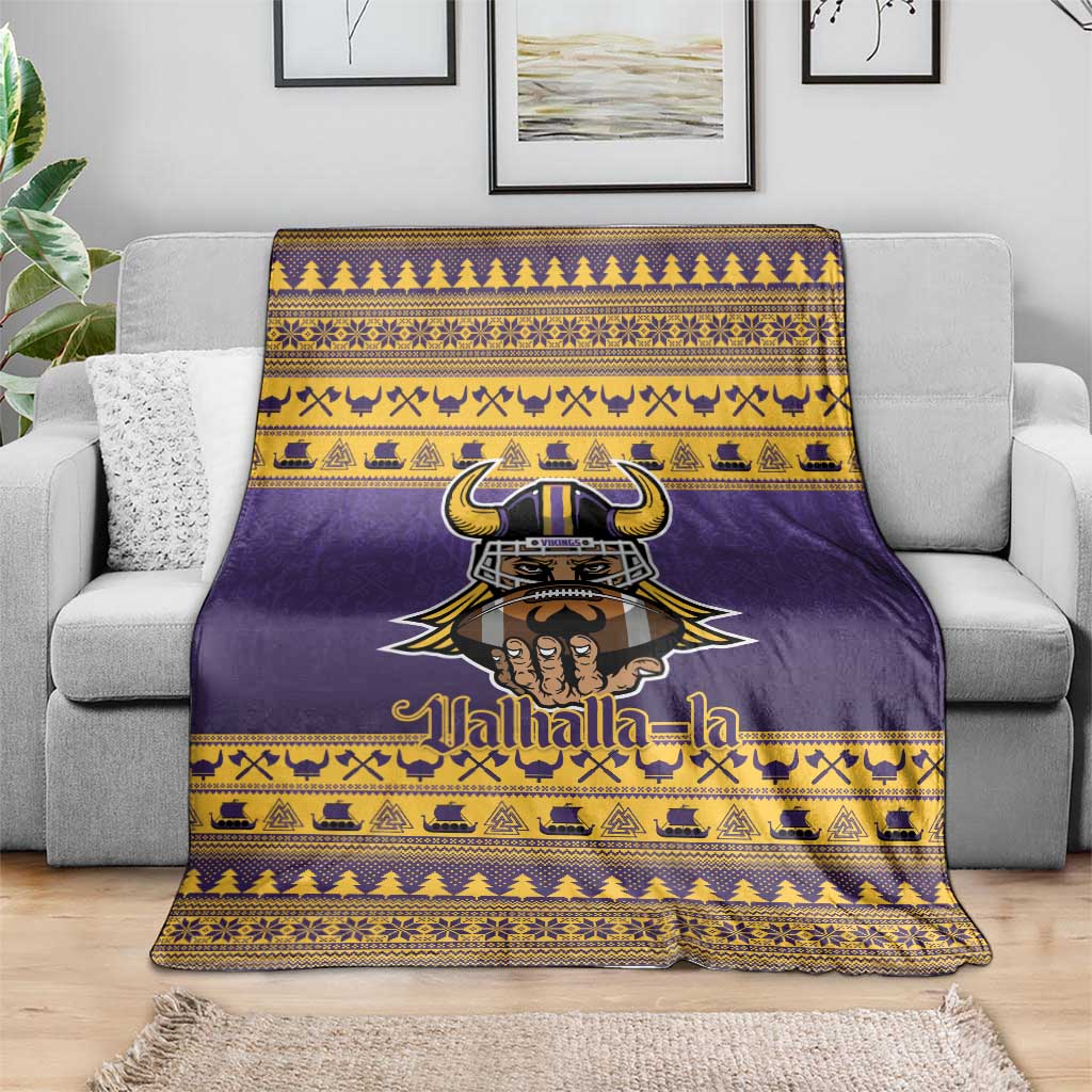 Viking-Inspired Football Christmas Blanket Valhalla-la Viking Warrior - Wonder Print Shop