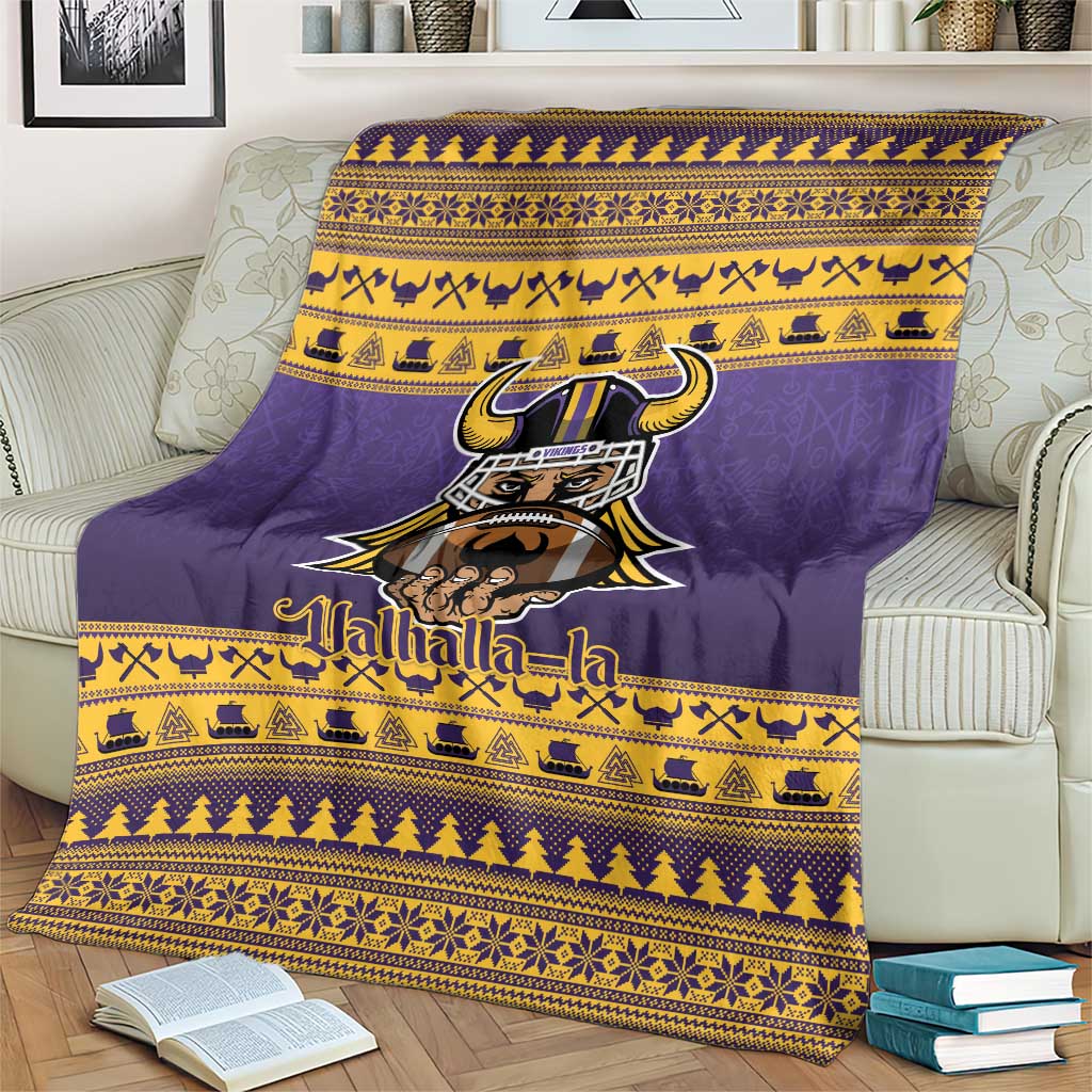 Viking-Inspired Football Christmas Blanket Valhalla-la Viking Warrior - Wonder Print Shop