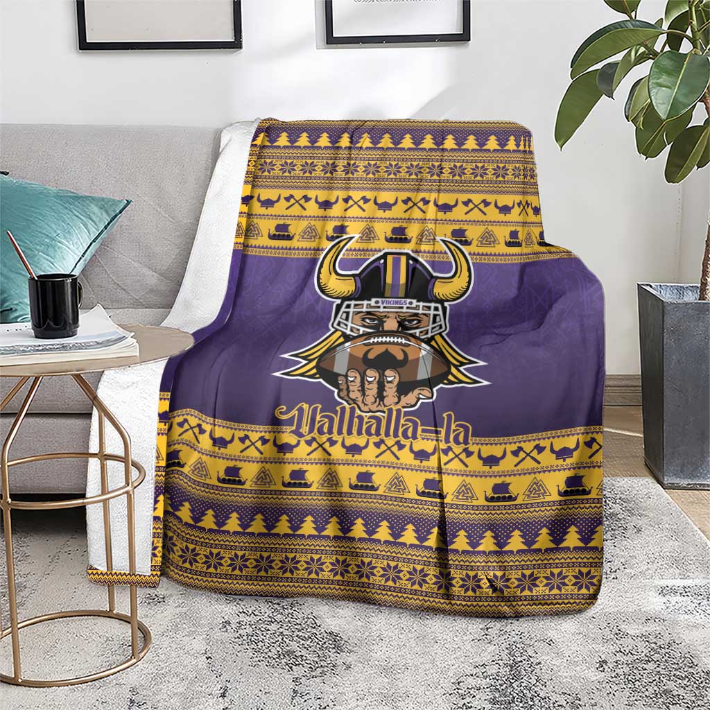 Viking-Inspired Football Christmas Blanket Valhalla-la Viking Warrior - Wonder Print Shop