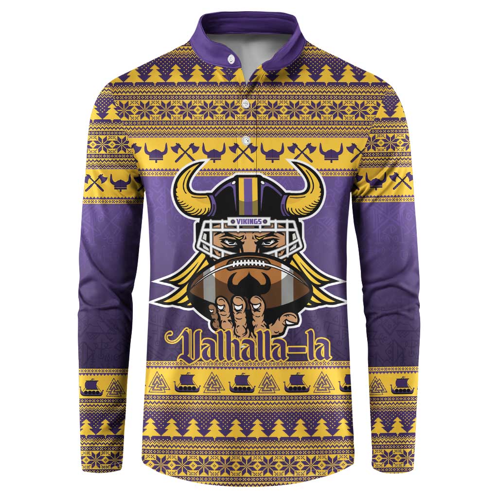 Viking-Inspired Football Christmas Button Sweatshirt Valhalla-la Viking Warrior - Wonder Print Shop