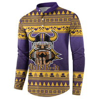 Viking-Inspired Football Christmas Button Sweatshirt Valhalla-la Viking Warrior - Wonder Print Shop
