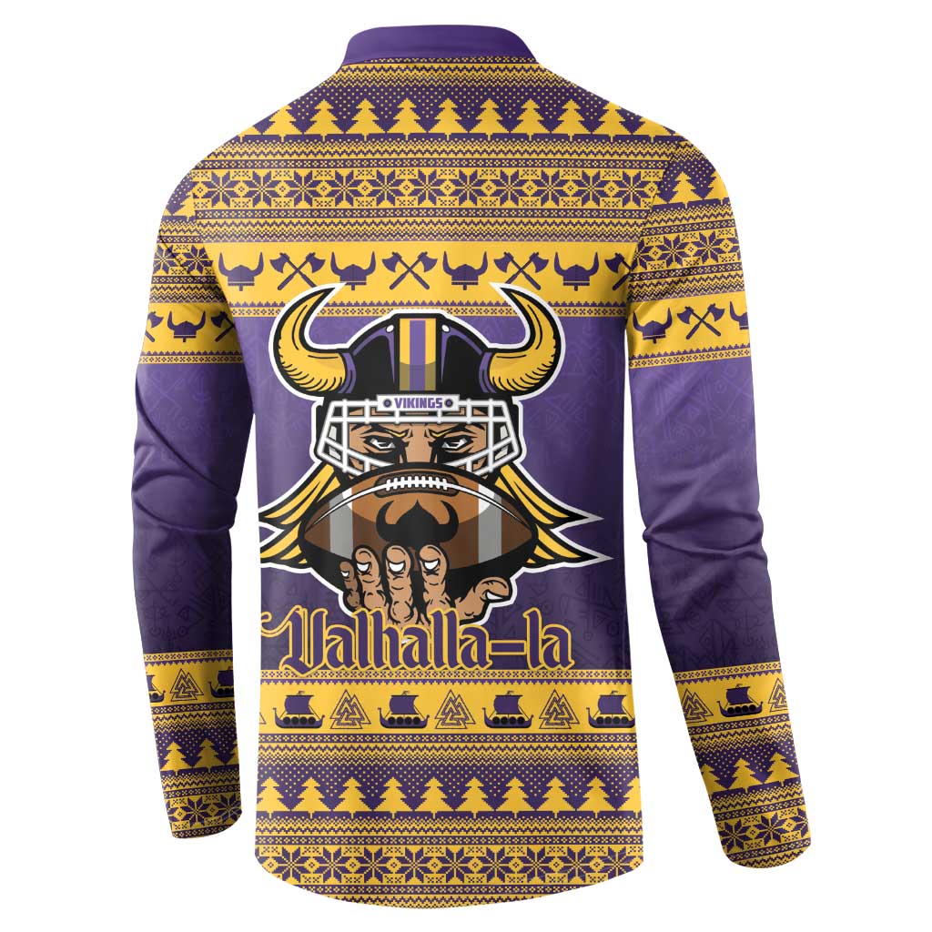 Viking-Inspired Football Christmas Button Sweatshirt Valhalla-la Viking Warrior - Wonder Print Shop