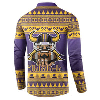 Viking-Inspired Football Christmas Button Sweatshirt Valhalla-la Viking Warrior - Wonder Print Shop