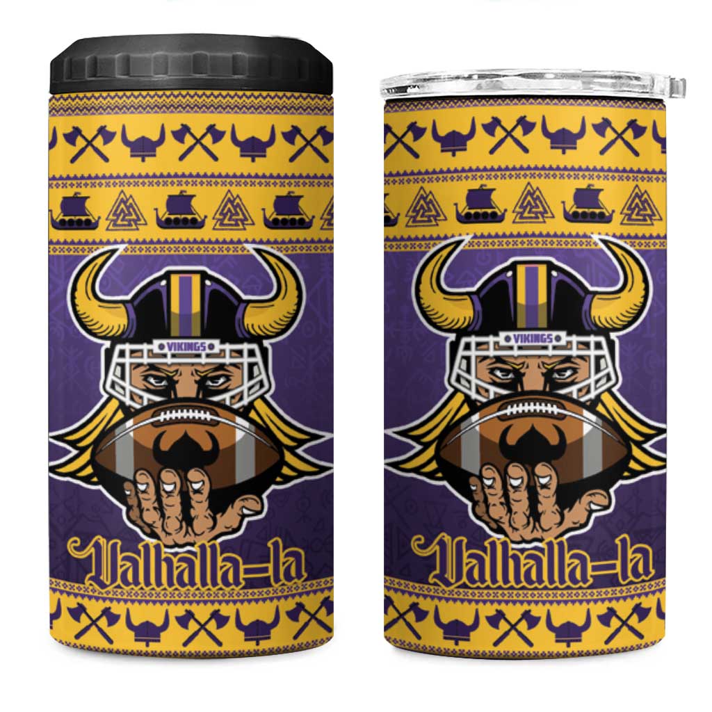 Viking-Inspired Football Christmas 4 in 1 Can Cooler Tumbler Valhalla-la Viking Warrior - Wonder Print Shop