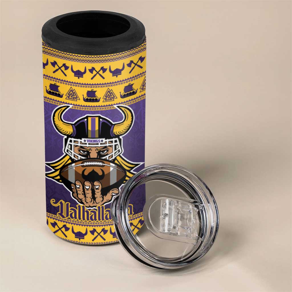 Viking-Inspired Football Christmas 4 in 1 Can Cooler Tumbler Valhalla-la Viking Warrior - Wonder Print Shop