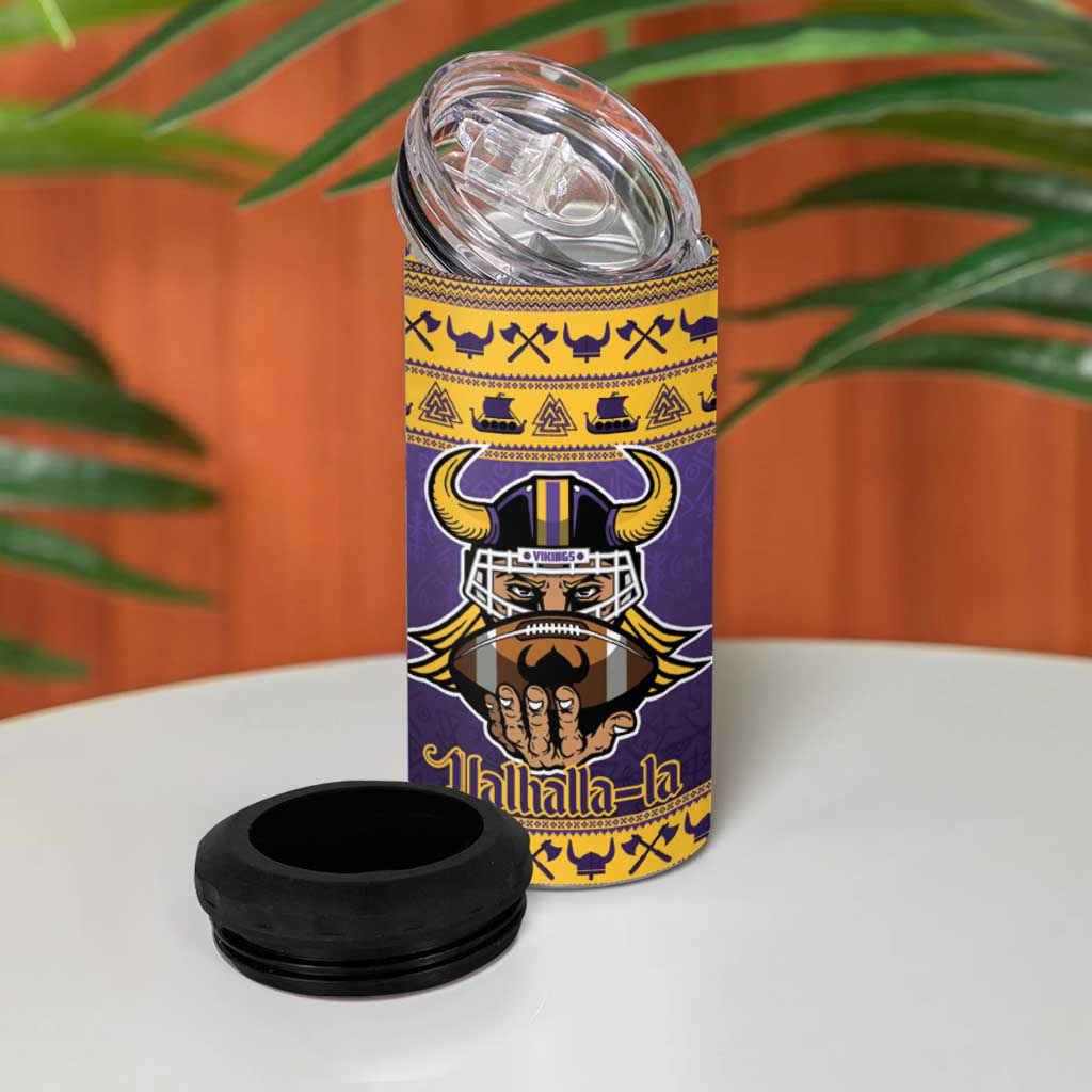 Viking-Inspired Football Christmas 4 in 1 Can Cooler Tumbler Valhalla-la Viking Warrior - Wonder Print Shop
